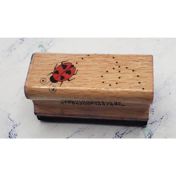 Stamp Craft Ladybug Trail 440D40 Insect Nature Wood Mounted Rubber Stamp - Picture 1 of 7